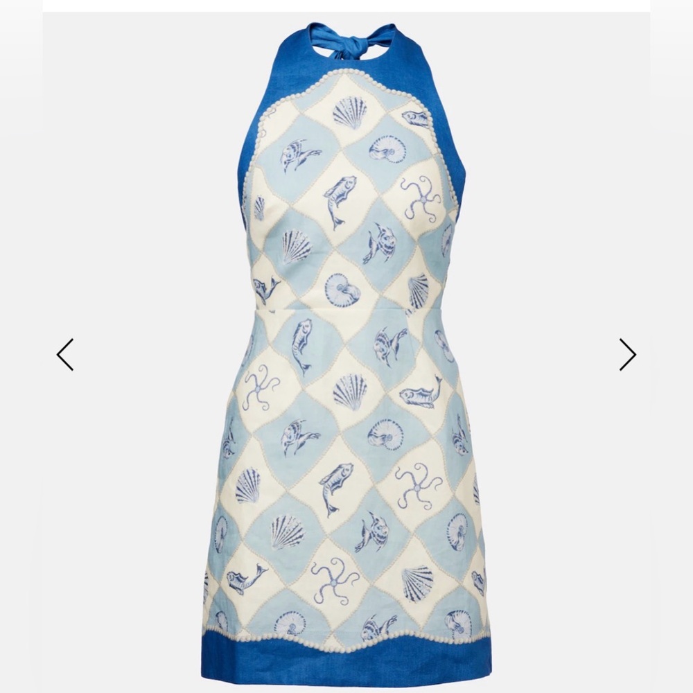 Alemais Blue and White Mini Dress